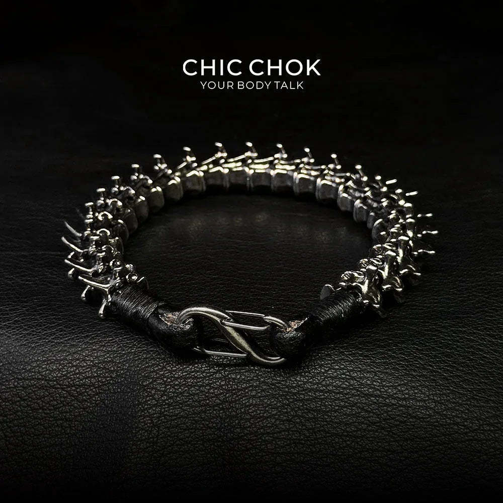 [CHICCHOK] Dragon Themed Bracelet – Stylish Bone Design, A Fusion of Steel and Leather - CHICCHOK