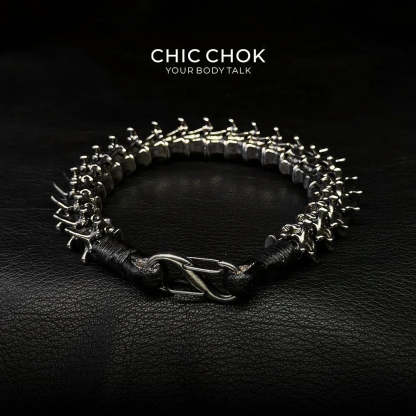 [CHICCHOK] Dragon Themed Bracelet – Stylish Bone Design, A Fusion of Steel and Leather - CHICCHOK