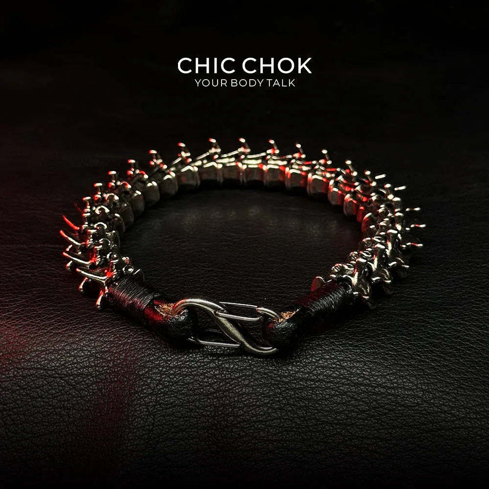 [CHICCHOK] Dragon Themed Bracelet – Stylish Bone Design, A Fusion of Steel and Leather - CHICCHOK