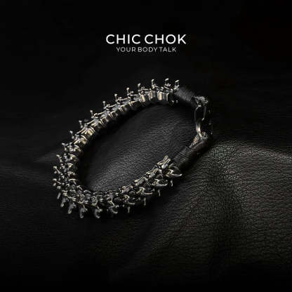 [CHICCHOK] Dragon Themed Bracelet – Stylish Bone Design, A Fusion of Steel and Leather - CHICCHOK