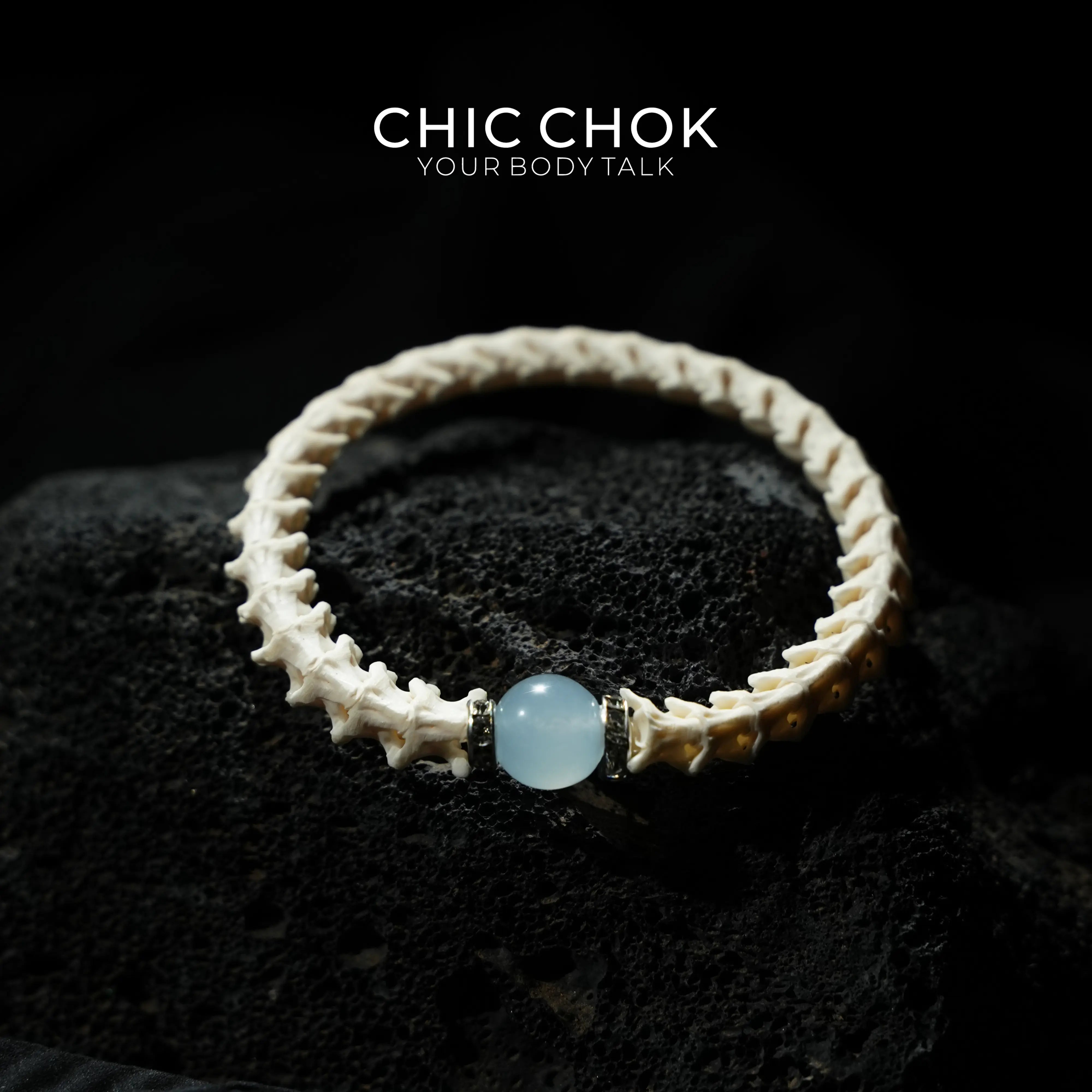 Snake Bone Light Blue Bracelet