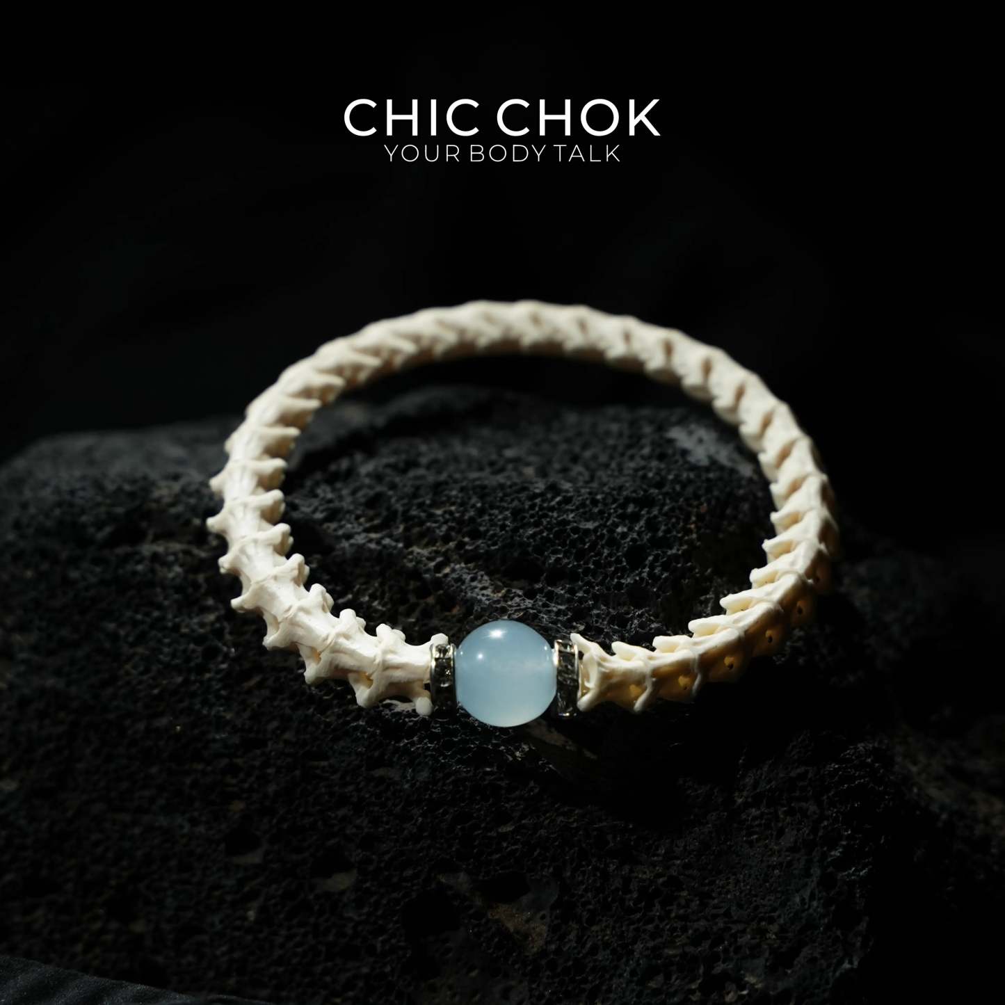 Snake Bone Light Blue Bracelet