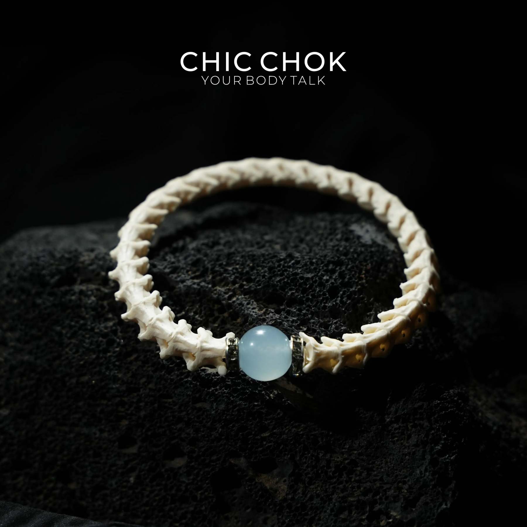 Snake Bone Light Blue Bracelet