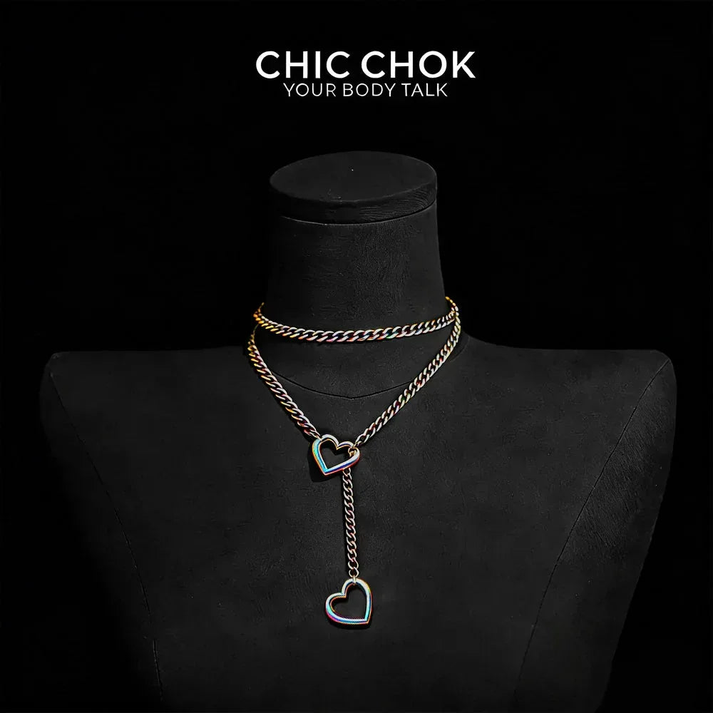 CHICCHOK [MeowChain] Heart O-ring Cuban chain necklace - CHICCHOK - Choker