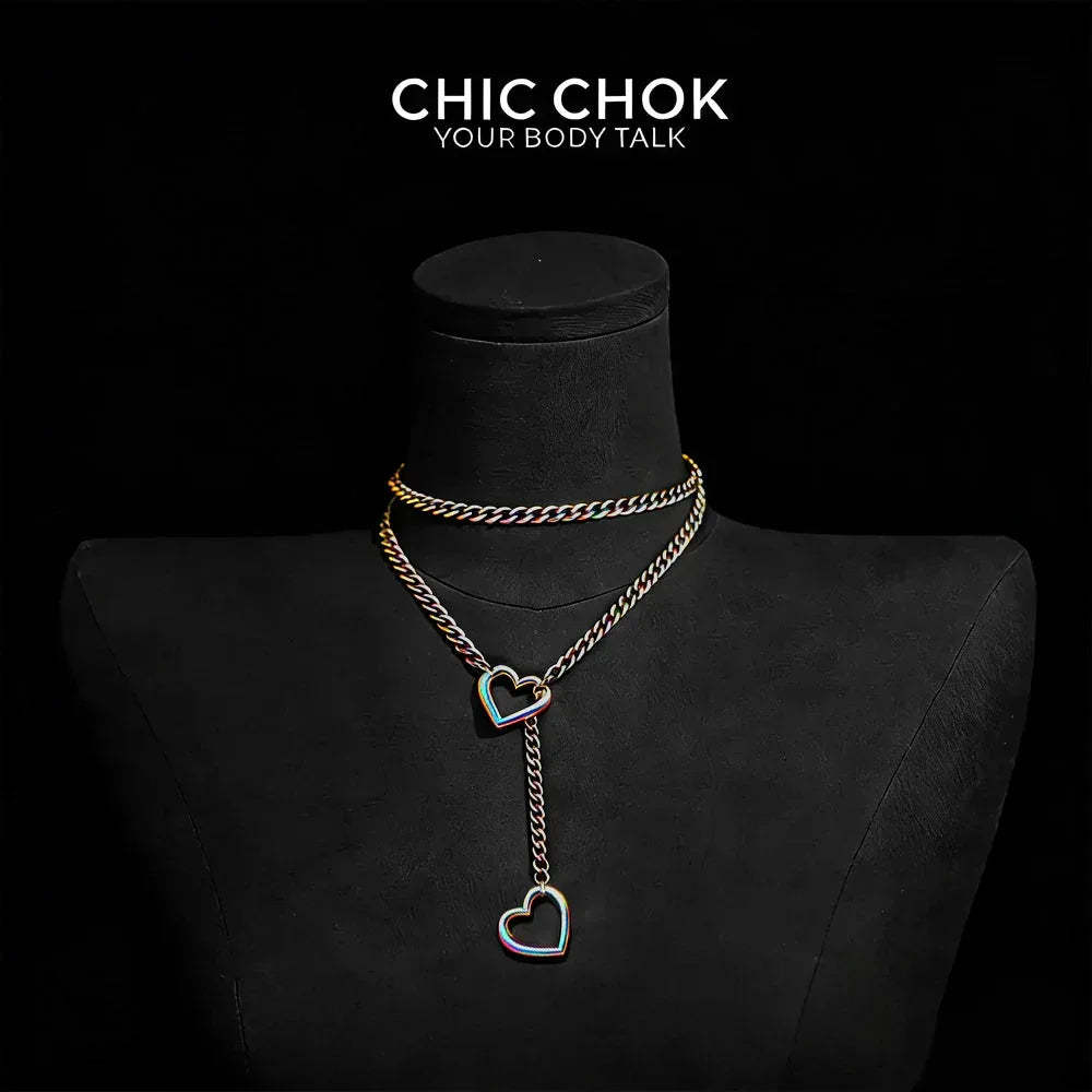 CHICCHOK [MeowChain] Heart O-ring Cuban chain necklace - CHICCHOK - Choker