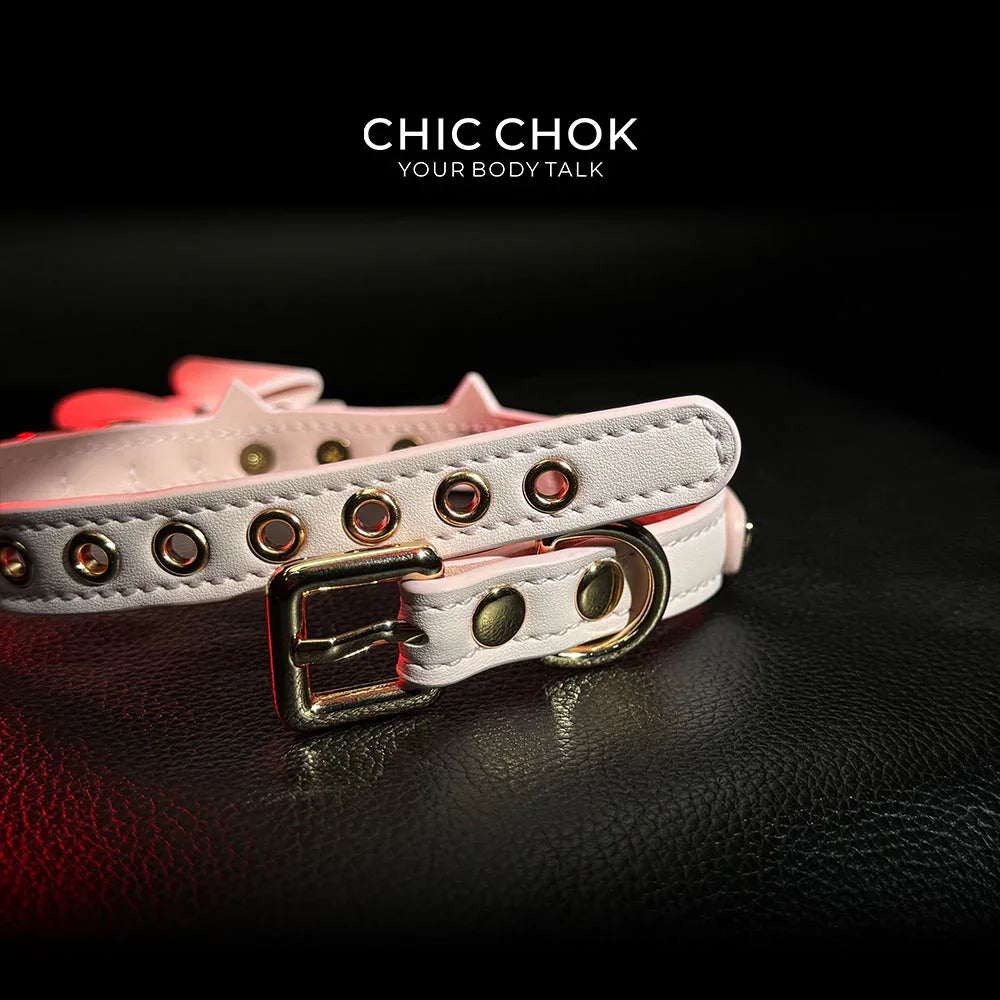 CHIC CHOK [Pearlescent kitty] Moon's Favor Pink Pearl Bow Necklace - CHICCHOK