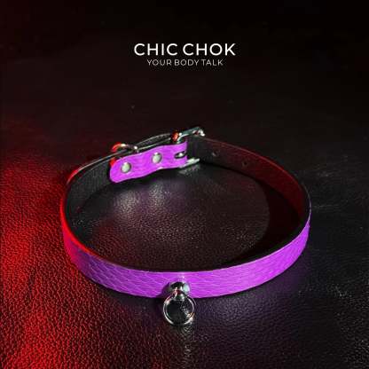 Purple Snakeskin Leather Necklace Set - Handmade Boho Jewelry - CHICCHOK