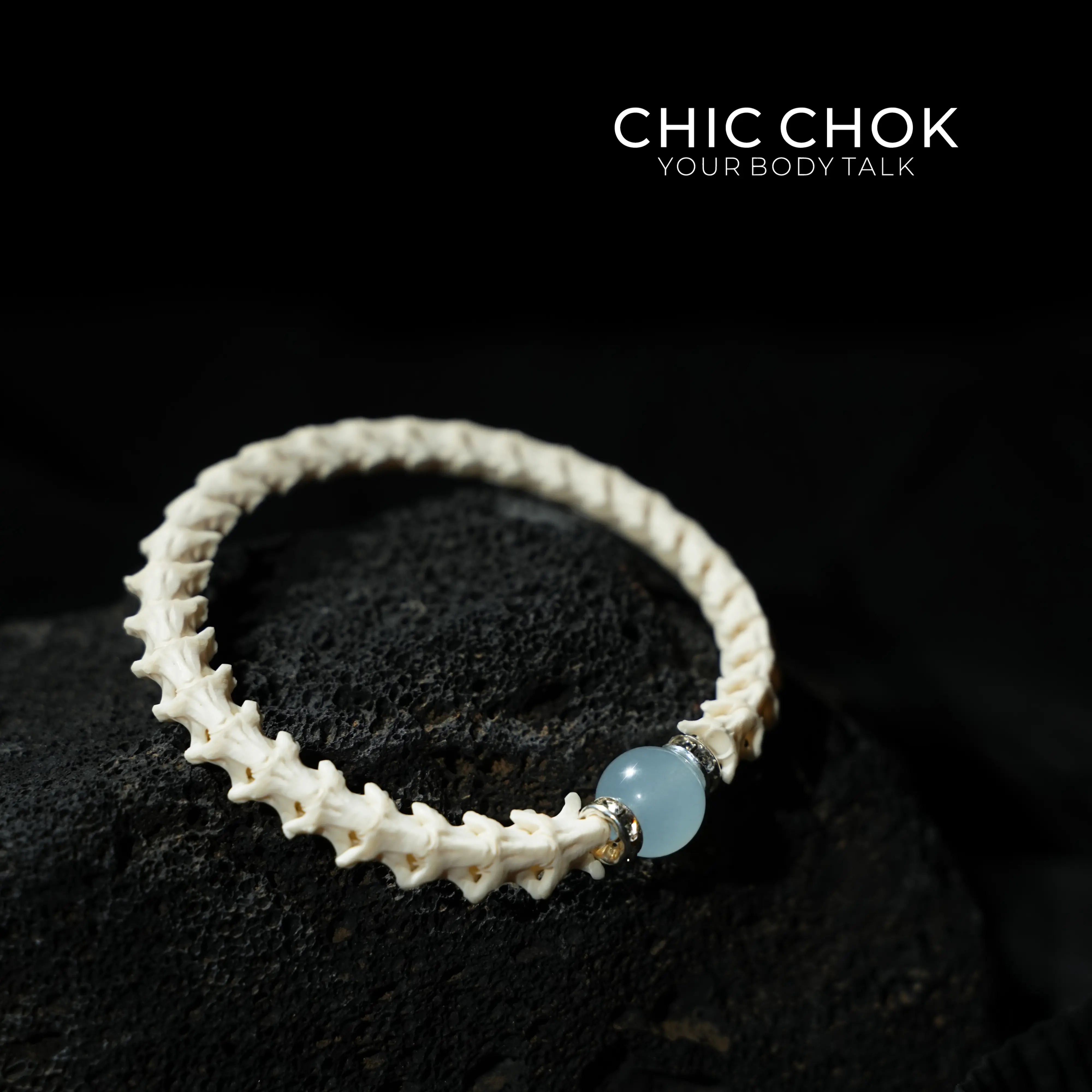 Snake Bone Light Blue Bracelet