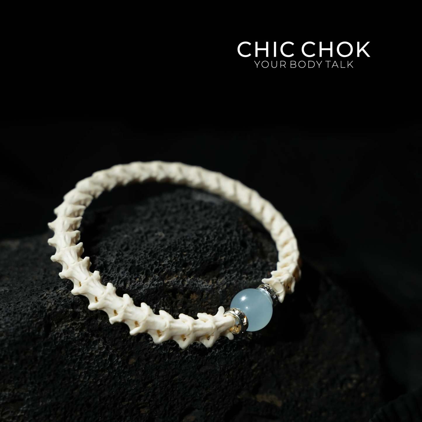 Snake Bone Light Blue Bracelet