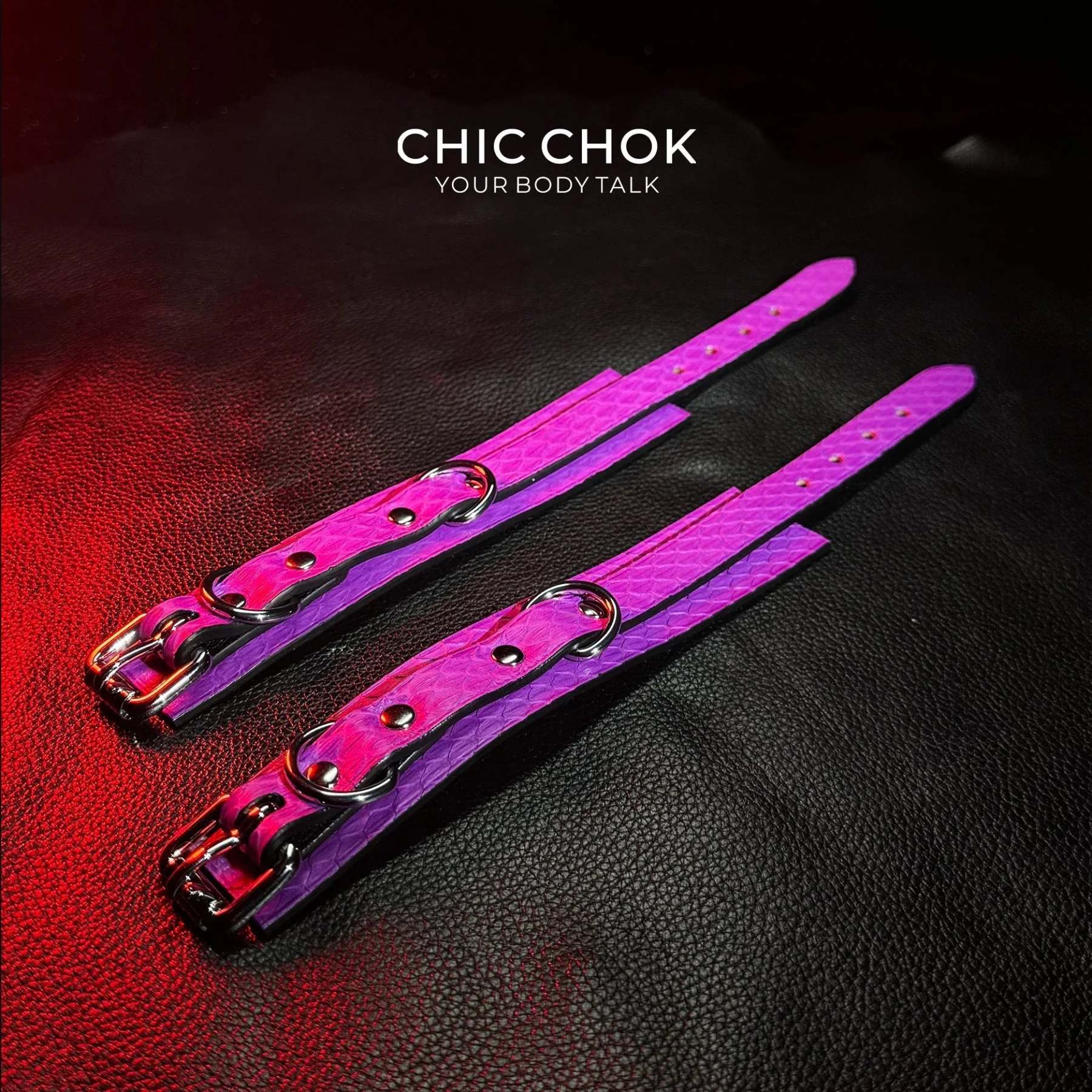 Purple Snakeskin Leather Necklace Set - Handmade Boho Jewelry - CHICCHOK