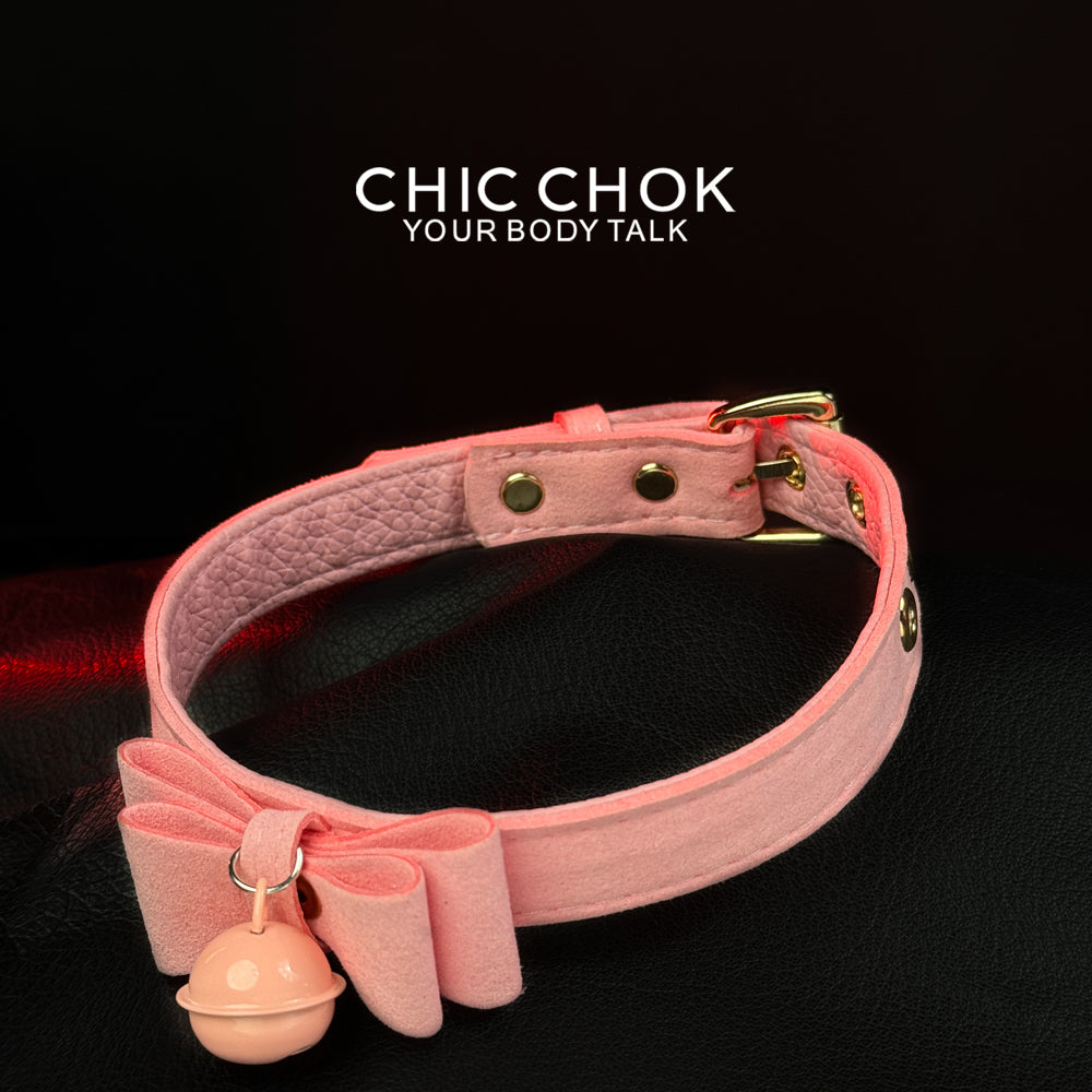 chicchok miss belle necklace fashion accessories collection with bell collar, pink
