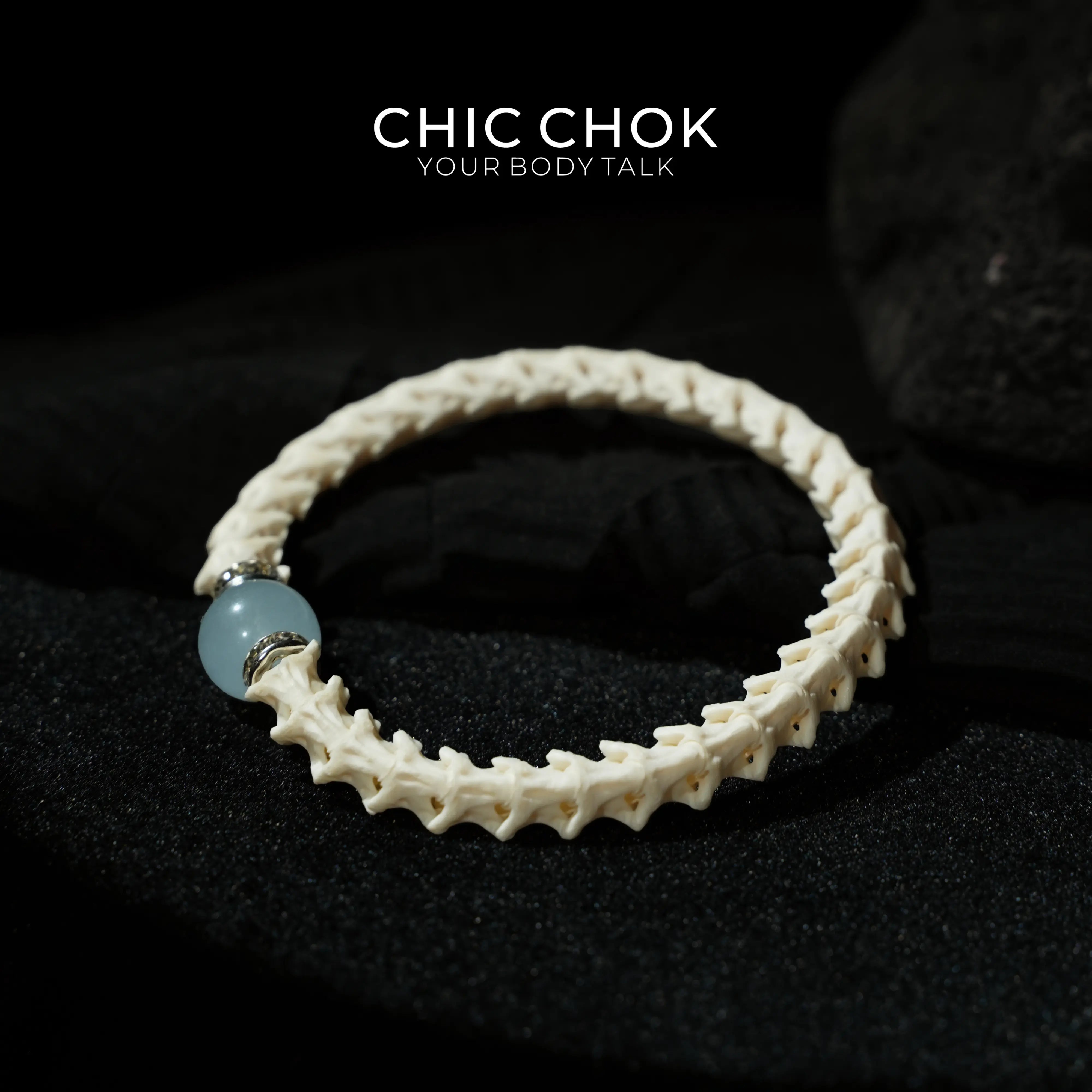 Snake Bone Light Blue Bracelet