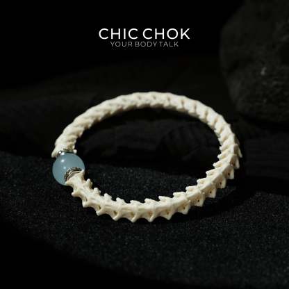 Snake Bone Light Blue Bracelet