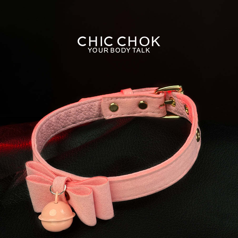 chicchok miss belle necklace fashion accessories collection with bell collar, pink