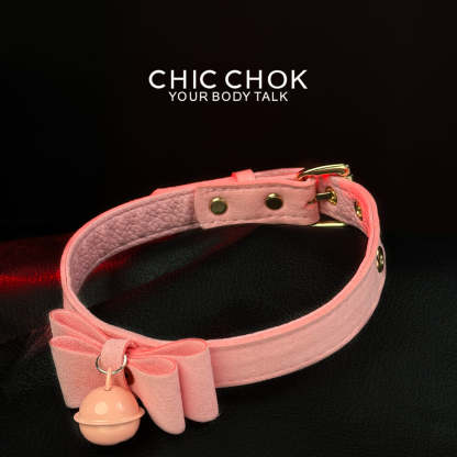 chicchok miss belle necklace fashion accessories collection with bell collar, pink