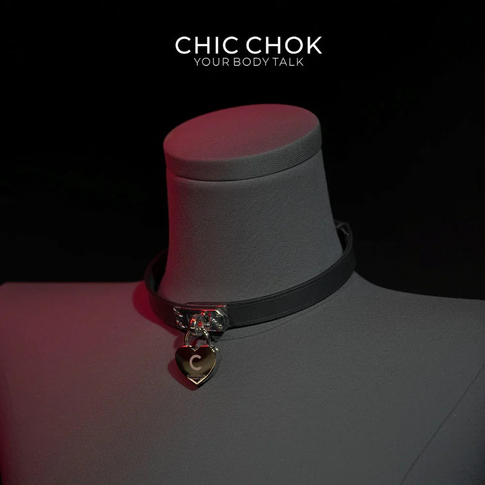 CHICCHOK [The Minimalism] - Classic Front Closure Customize Non-adjustable Fashion Choker(With a love lock) - CHICCHOK