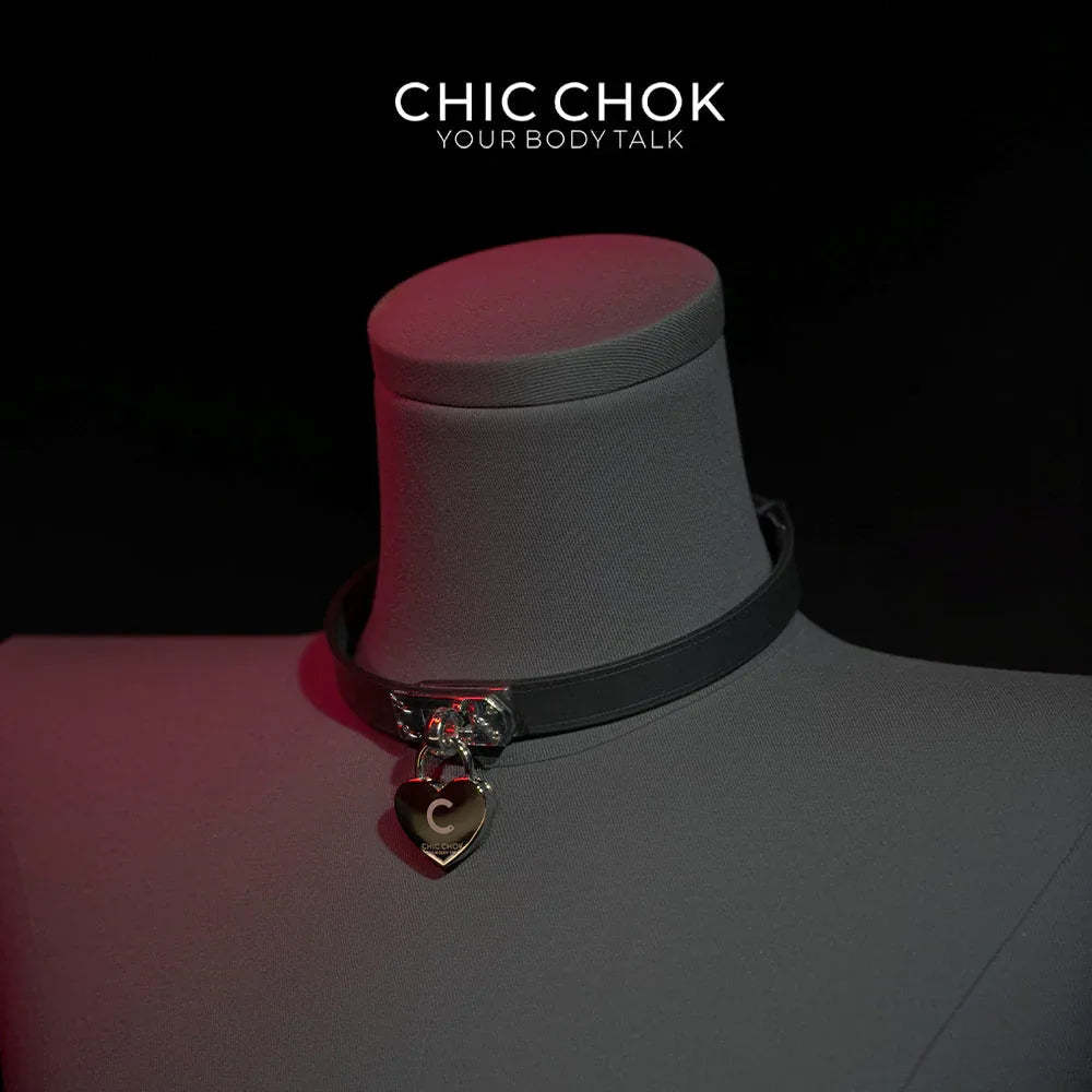 CHICCHOK [The Minimalism] - Classic Front Closure Customize Non-adjustable Fashion Choker(With a love lock) - CHICCHOK