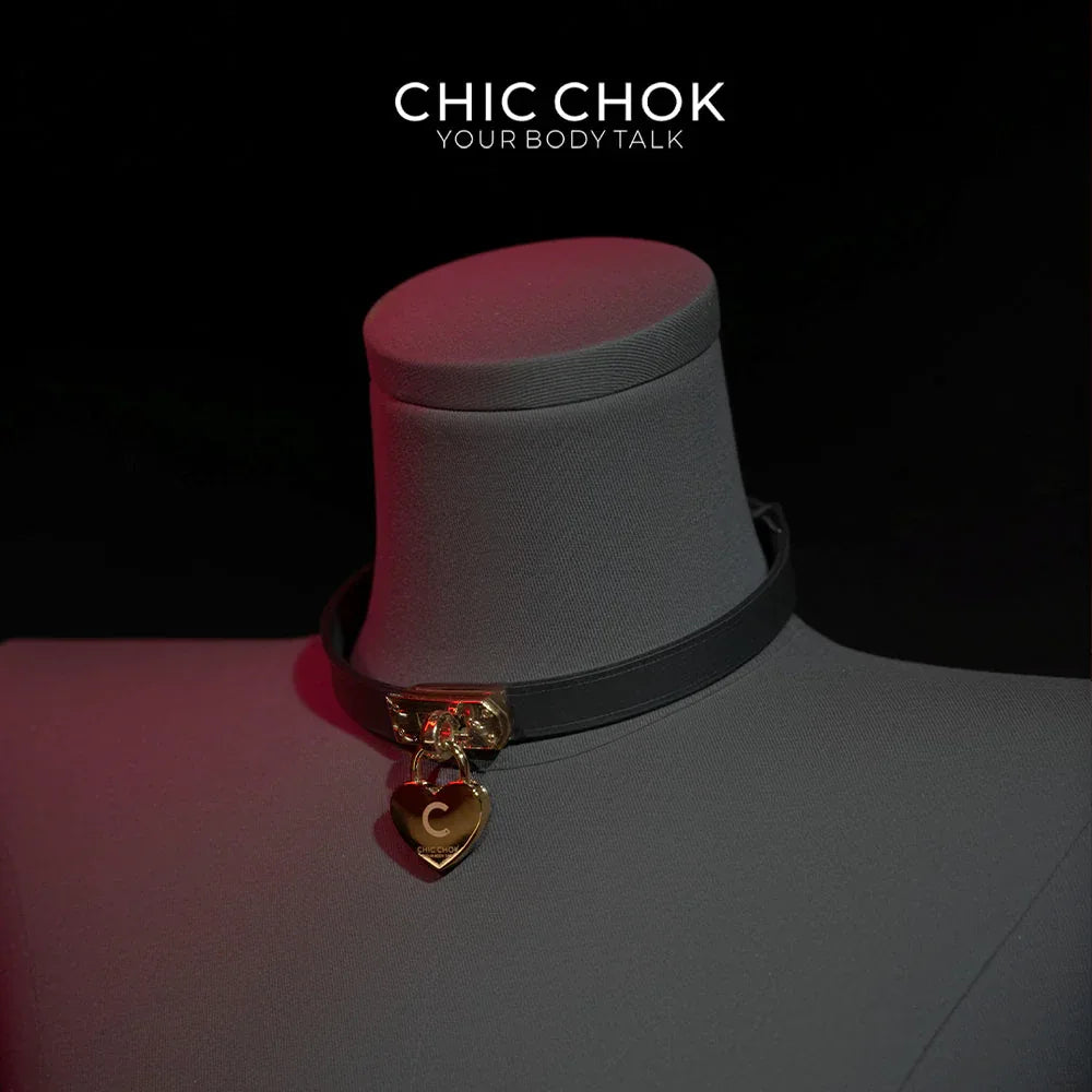 CHICCHOK [The Minimalism] - Classic Front Closure Customize Non-adjustable Fashion Choker(With a love lock) - CHICCHOK