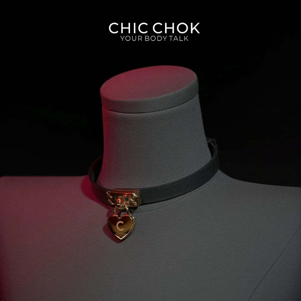 CHICCHOK [The Minimalism] - Classic Front Closure Customize Non-adjustable Fashion Choker(With a love lock) - CHICCHOK