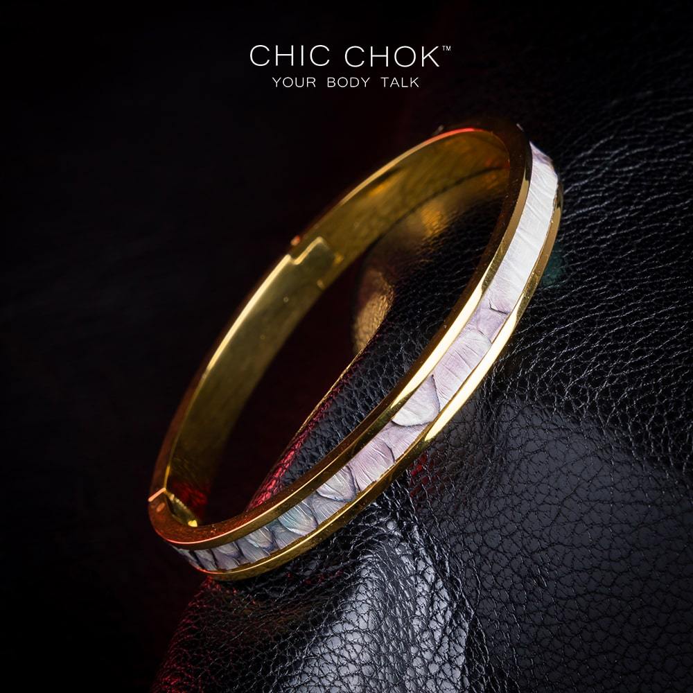 Metallic Bracelet, hand-made custom leather