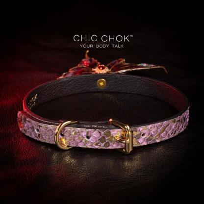 CHICCHOK [Amnesiac Butterfly] - Purple-ish Gold Python Hide Adjustable Choker - CHICCHOK