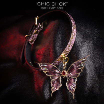 chicchok butterfly choker featuring a textured,  intricate butterfly pendant adorned with gold accents and shimmering gemstones for an elegant and luxurious look.