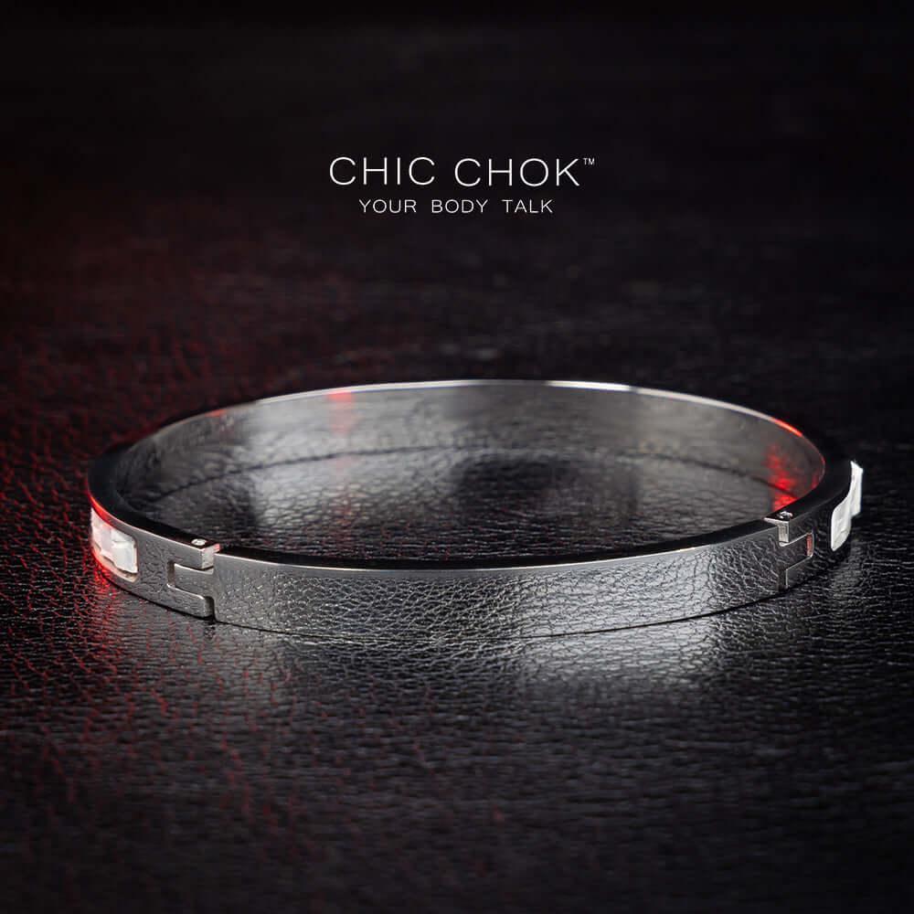 CHICCHOK [Angel Pulse] - Stainless Steel White Lizard Hide Non-adjustable Bracelet - CHICCHOK