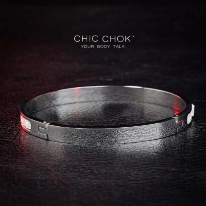 CHICCHOK [Angel Pulse] - Stainless Steel White Lizard Hide Non-adjustable Bracelet - CHICCHOK