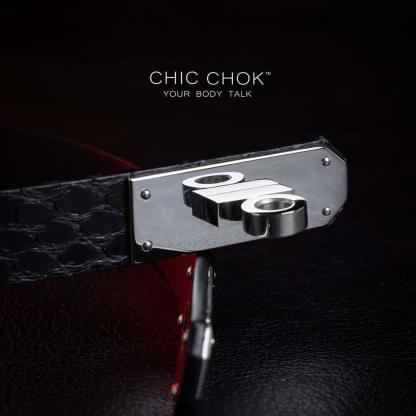 CHICCHOK [Aphrodite] - Black Python Fritillaria Front Closure Fashion Non-adjustable Choker - CHICCHOK