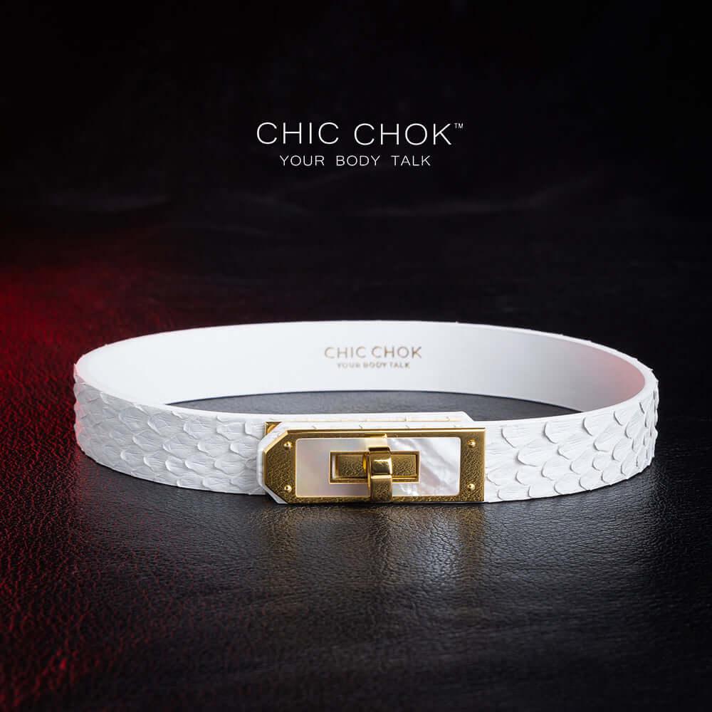 CHICCHOK [Athena] - White Python Hide Fritillaria Fashion Non-adjustable Choker - CHICCHOK