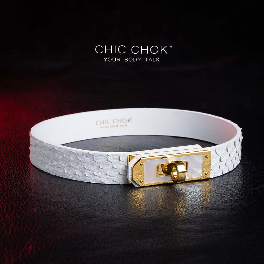 CHICCHOK [Athena] - White Python Hide Fritillaria Fashion Non-adjustable Choker - CHICCHOK