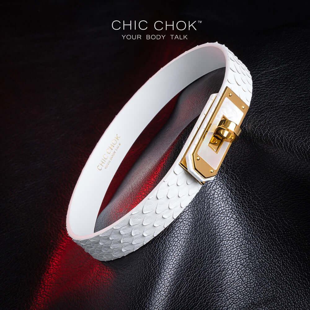 CHICCHOK [Athena] - White Python Hide Fritillaria Fashion Non-adjustable Choker - CHICCHOK