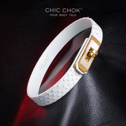 CHICCHOK [Athena] - White Python Hide Fritillaria Fashion Non-adjustable Choker - CHICCHOK