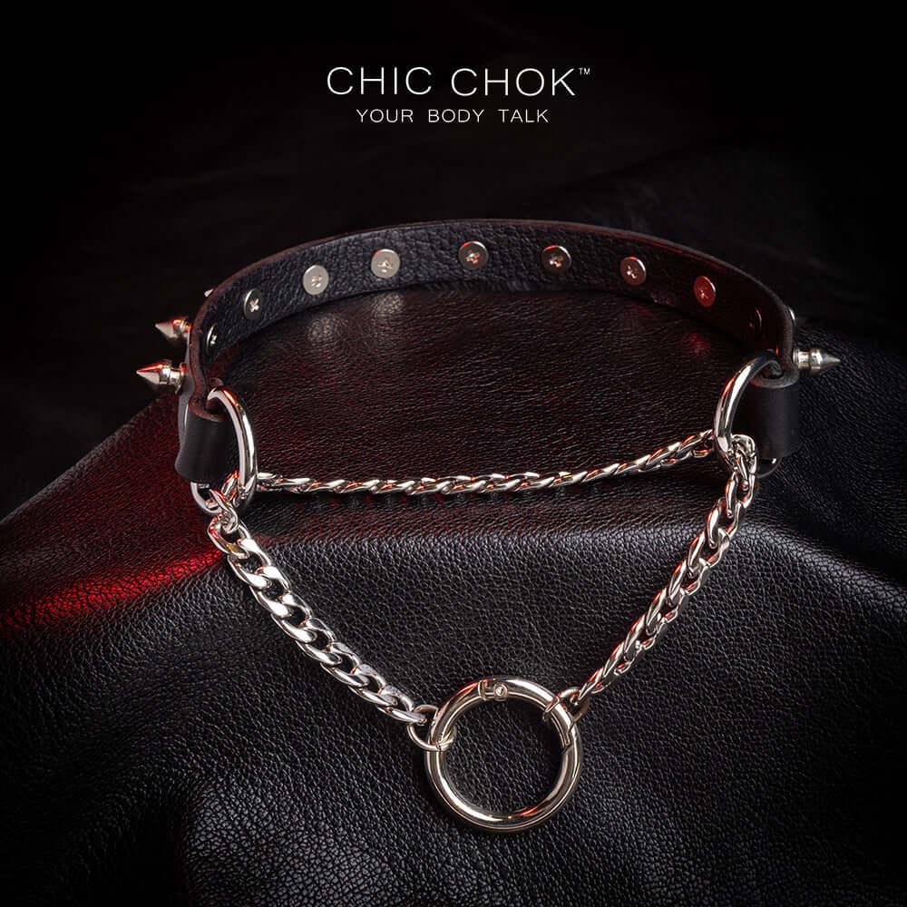 CHICCHOK [Betty] - O Ring Closure Reversible Pulling Spikes Fashion Choker - CHICCHOK