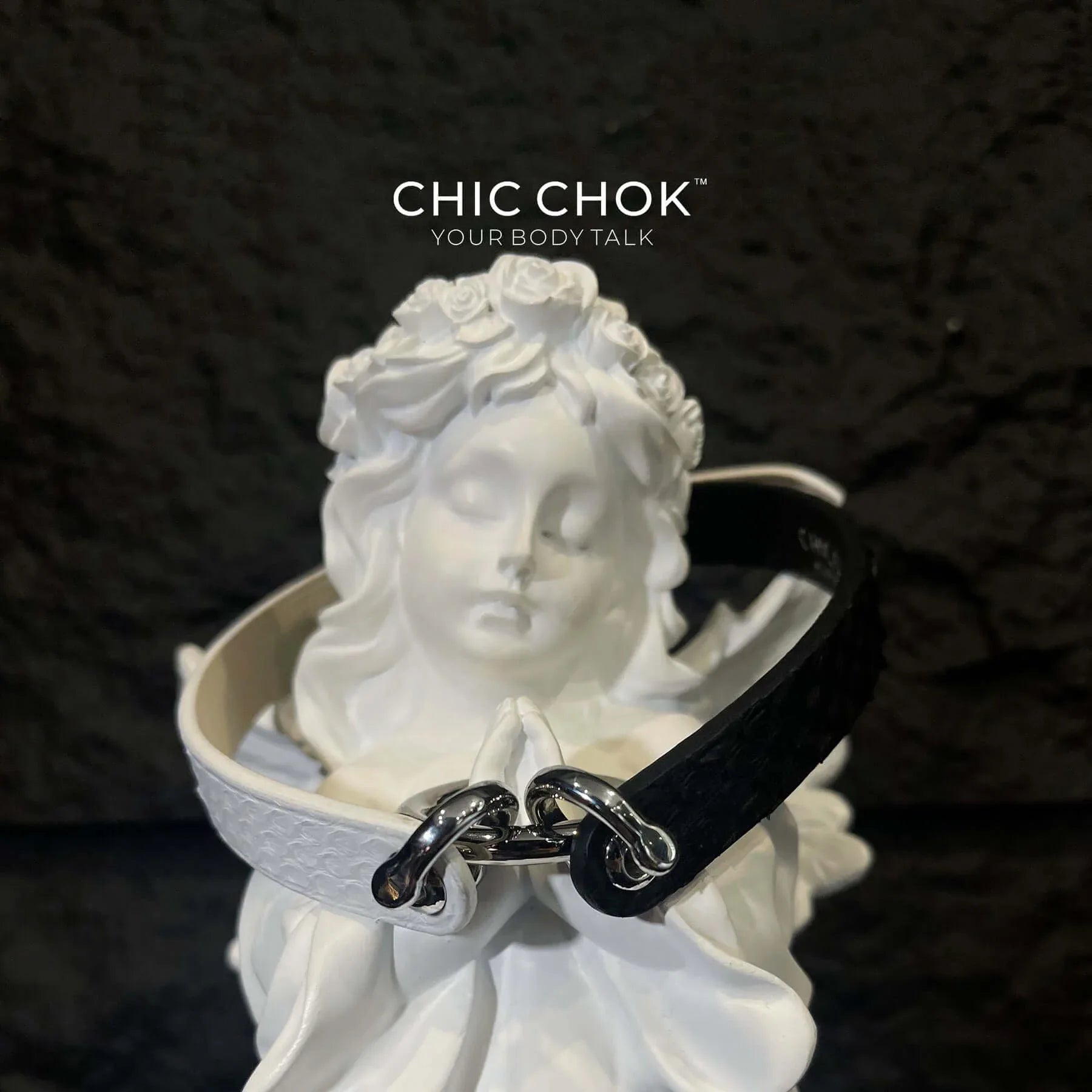 CHICCHOK [Curella] - Black and White Python Hide Themed Adjustable Fashion Choker - CHICCHOK