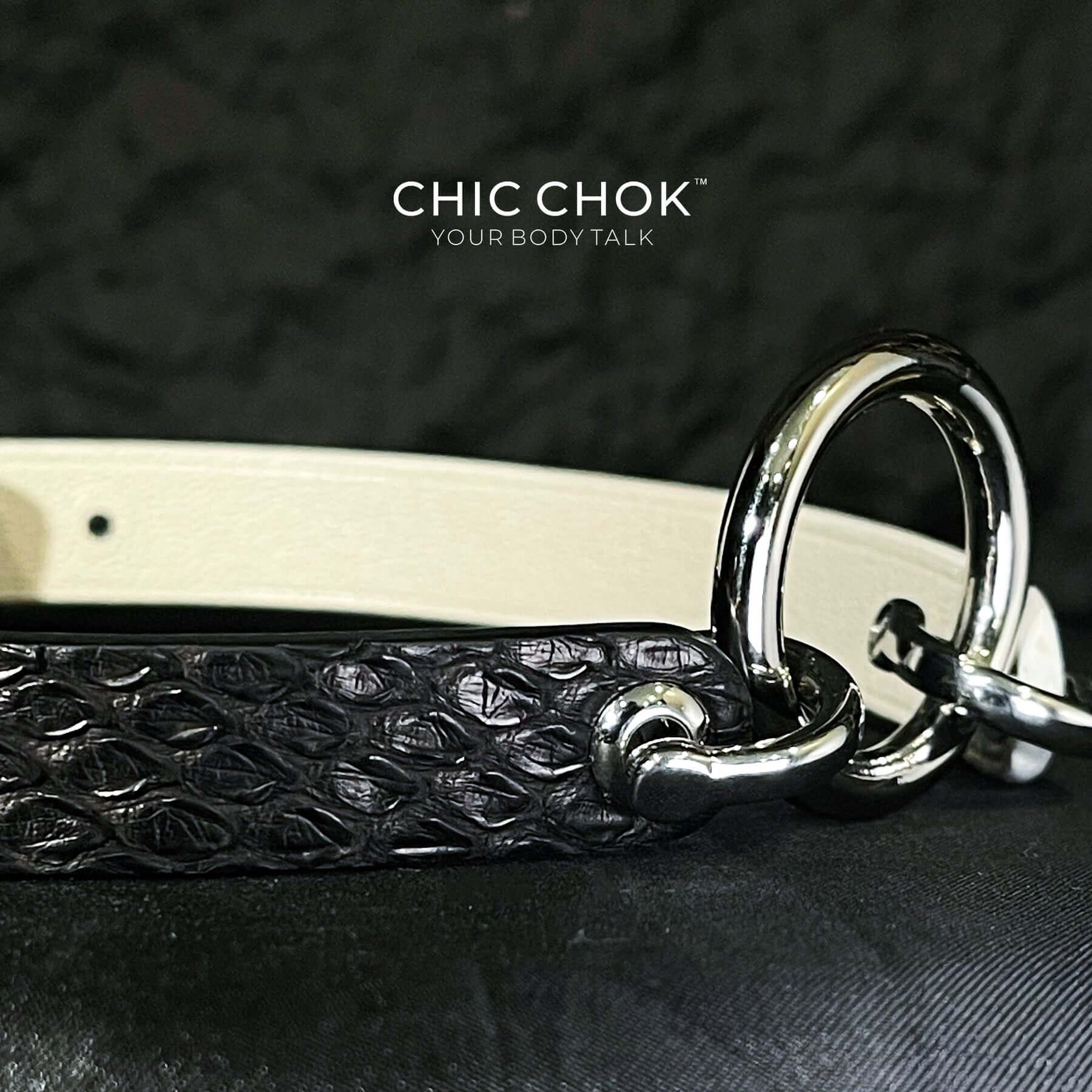 CHICCHOK [Curella] - Black and White Python Hide Themed Adjustable Fashion Choker - CHICCHOK