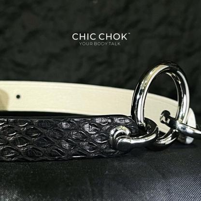 CHICCHOK [Curella] - Black and White Python Hide Themed Adjustable Fashion Choker - CHICCHOK