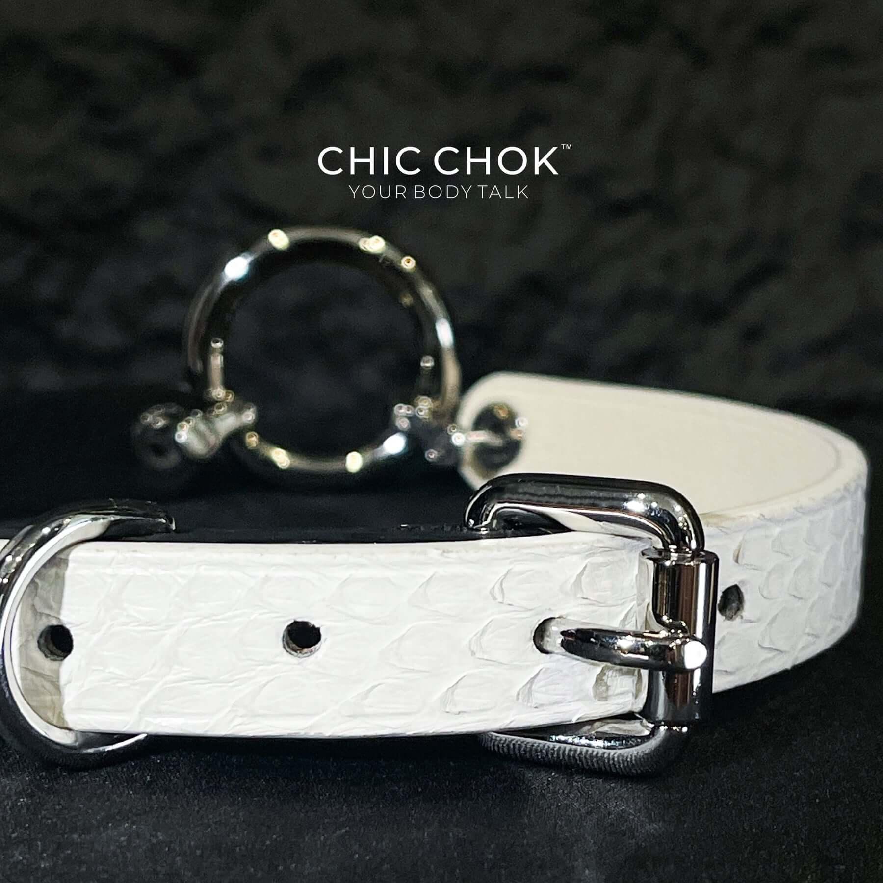 CHICCHOK [Curella] - Black and White Python Hide Themed Adjustable Fashion Choker - CHICCHOK
