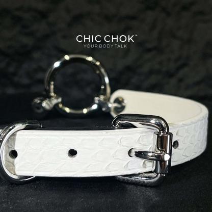 CHICCHOK [Curella] - Black and White Python Hide Themed Adjustable Fashion Choker - CHICCHOK