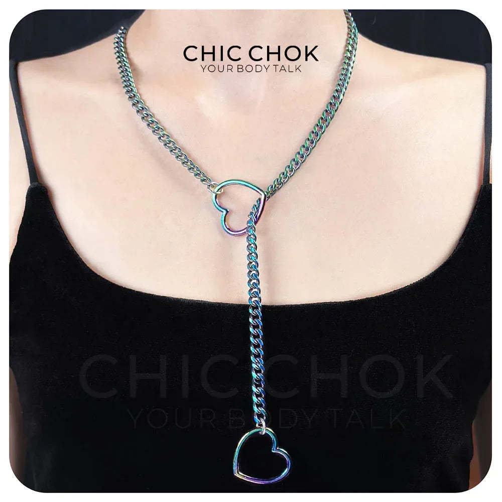 CHICCHOK [MeowChain] Heart O-ring Cuban chain necklace - CHICCHOK - Choker