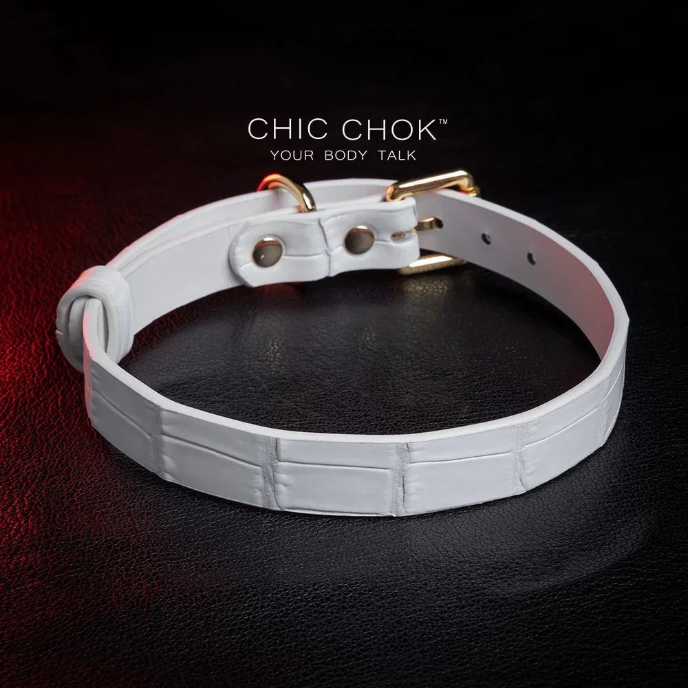 CHIC CHOK Daylight - Collar – fashionable crocodile leather texture design with elegant gold buckle - CHICCHOK