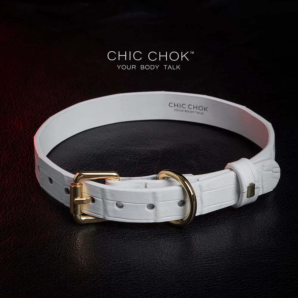 CHIC CHOK Daylight - Collar – fashionable crocodile leather texture design with elegant gold buckle - CHICCHOK