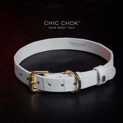 CHIC CHOK Daylight - Collar – fashionable crocodile leather texture design with elegant gold buckle - CHICCHOK