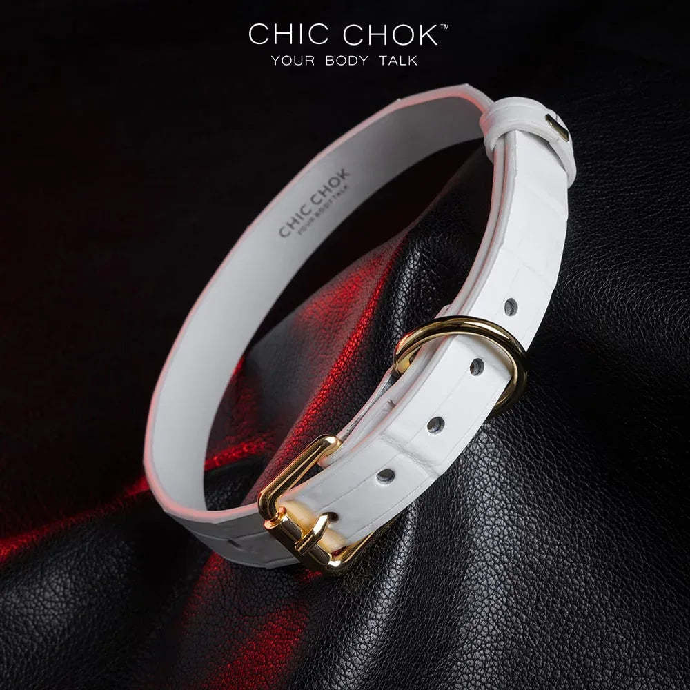 CHIC CHOK Daylight - Collar – fashionable crocodile leather texture design with elegant gold buckle - CHICCHOK