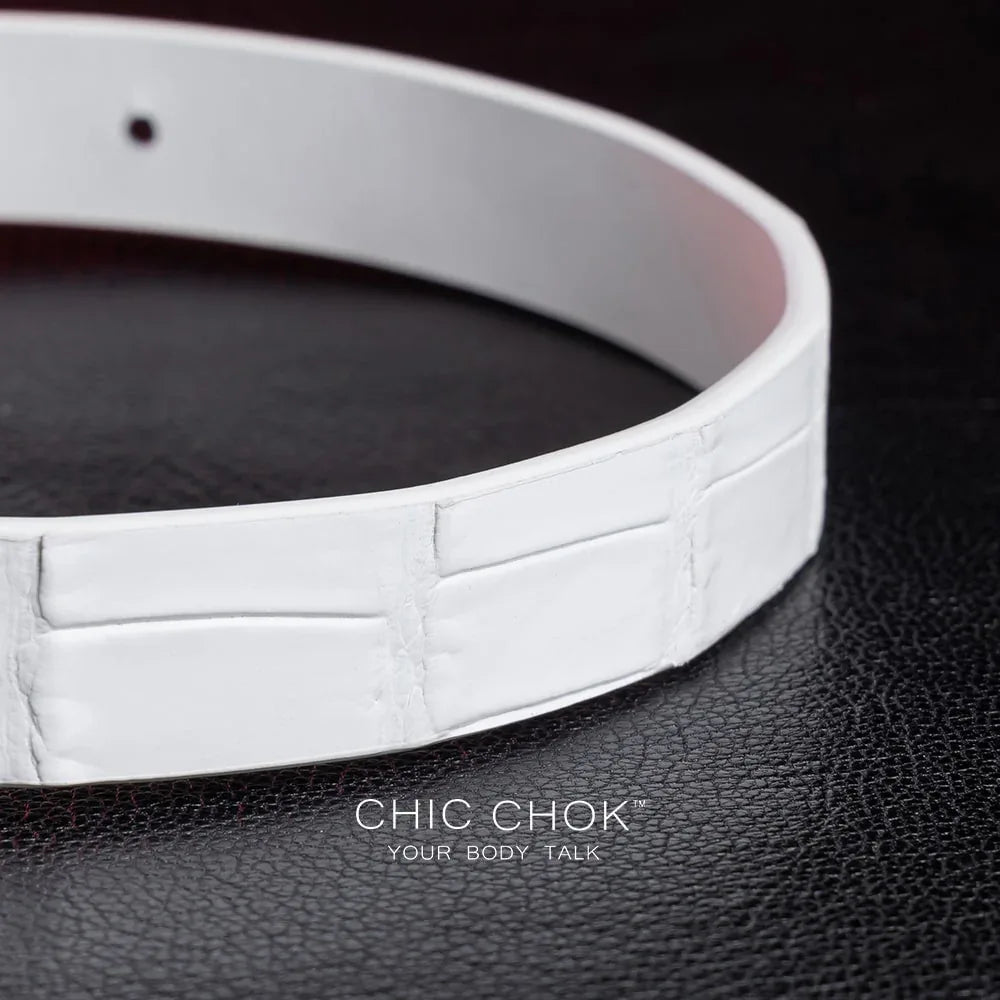 CHIC CHOK Daylight - Collar – fashionable crocodile leather texture design with elegant gold buckle - CHICCHOK