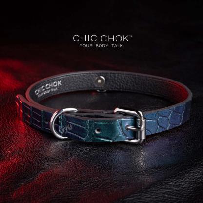 CHICCHOK [Emerald Succubus] - Oily Shimmering Green Alligator Adjustable Fashion Choker - CHICCHOK
