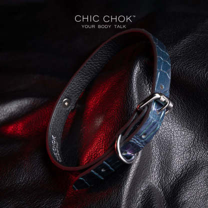 chicchok choker Dark green, purple glitter, large scale crocodile skin, DIY any kind of matching accessories.