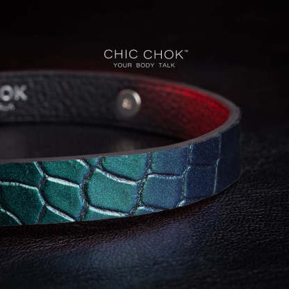 chicchok choker Dark green, purple glitter, large scale crocodile skin, DIY any kind of matching accessories.