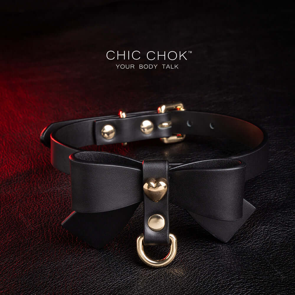 chicchok fristlove black collar, Butterfly necklace High-quality leather, handmade