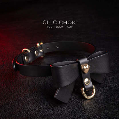 chicchok fristlove black collar, Butterfly necklace High-quality leather, handmade